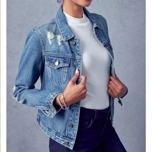 KanCan Jean jacket with light distressing light wash size XS new with tags